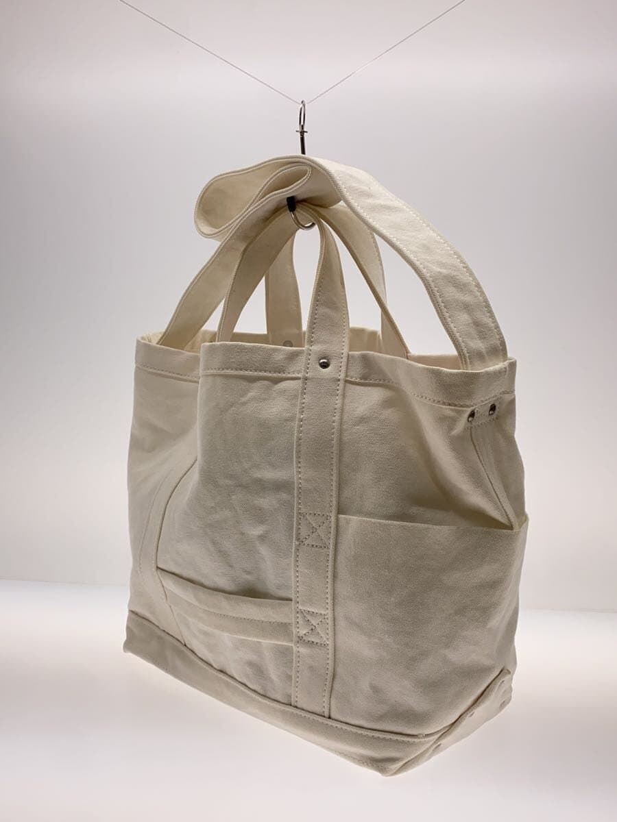 YAECA Tote Bag WHT 2-Way Handle Stain 2