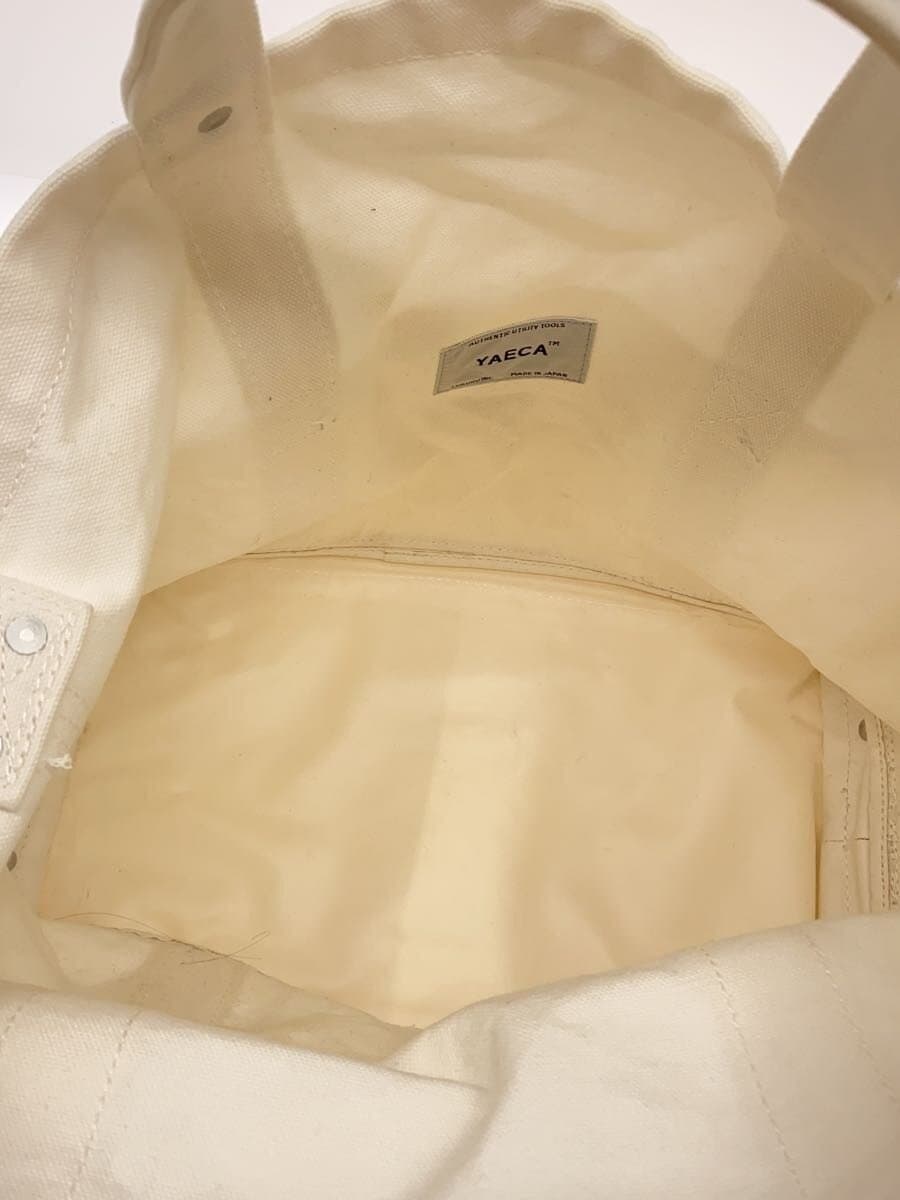 YAECA Tote Bag WHT 2-Way Handle Stain 6