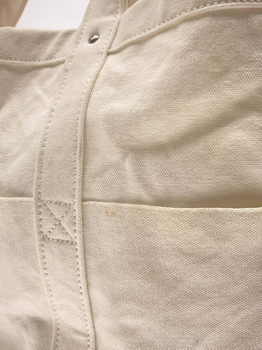 YAECA Tote Bag WHT 2-Way Handle Stain 7