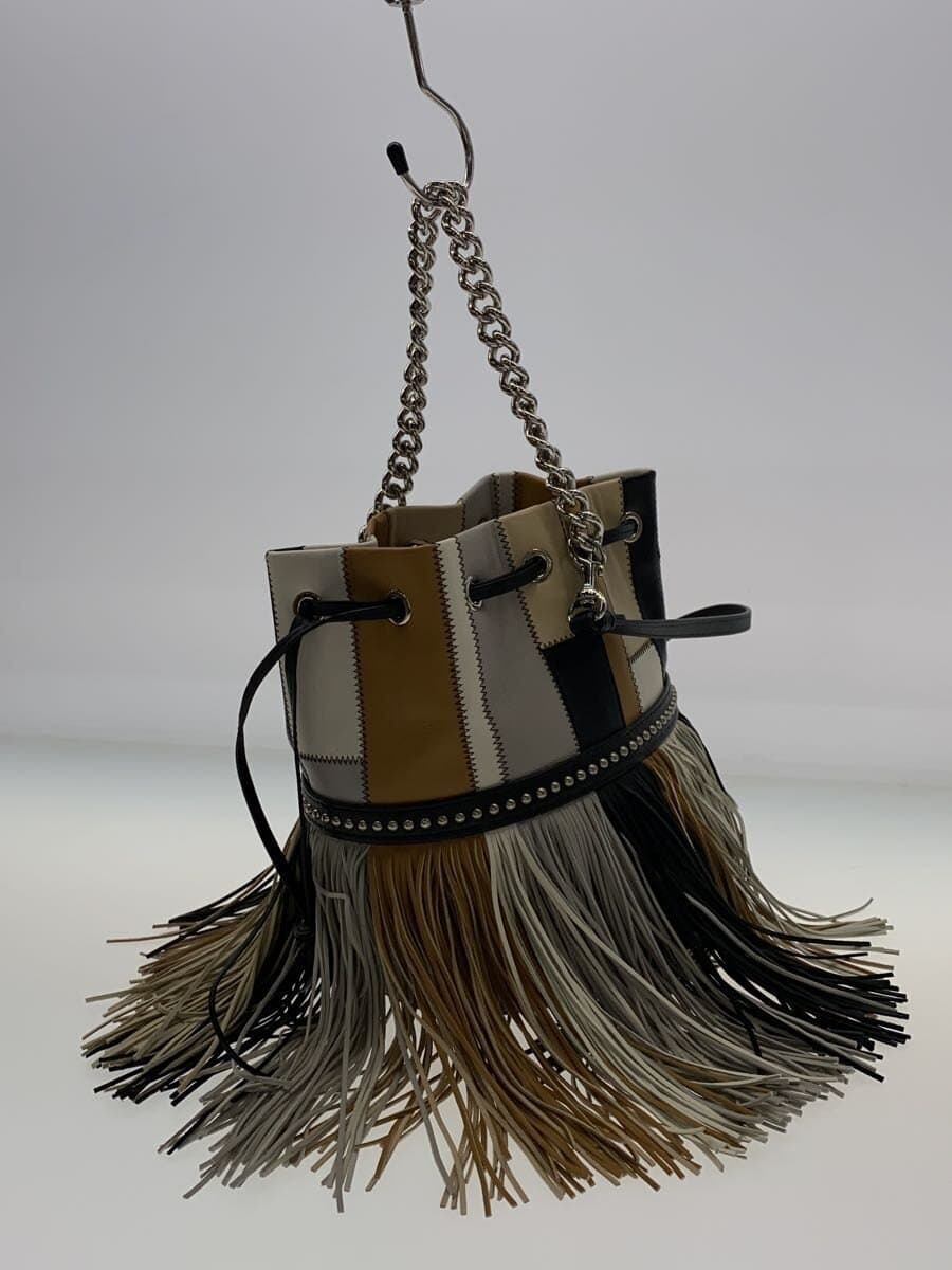 J&M DAVIDSON Shoulder Bag Leather Multicolor Fringe 2-Way 2