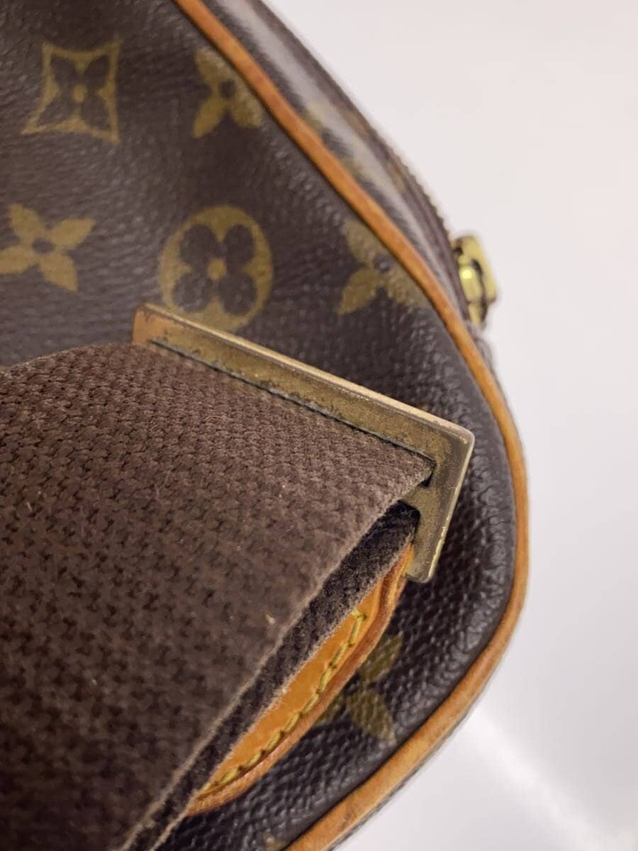 LOUIS VUITTON Pochette Ganjou _Monogram Canvas Leather BRW All Over Pattern Corner Scuff 8