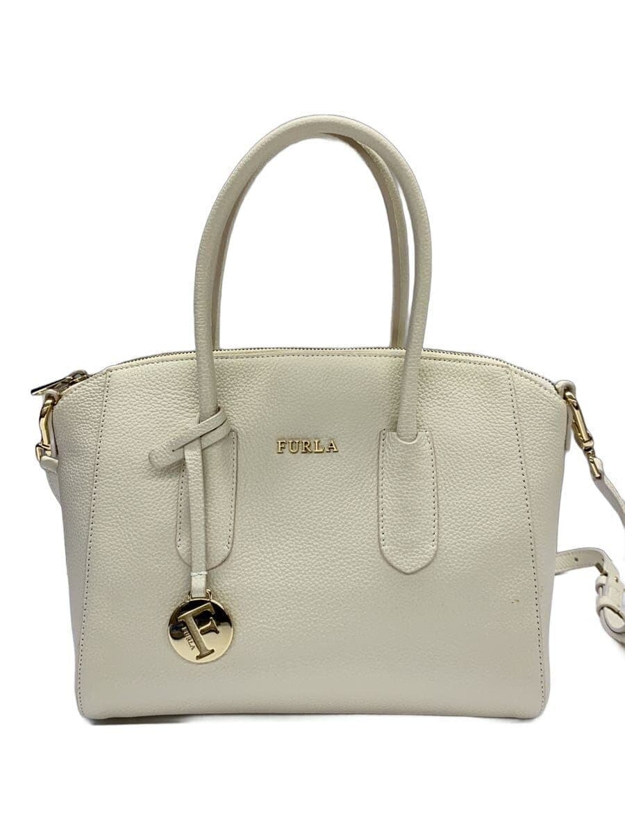 FURLA Handbag Leather White 2-Way