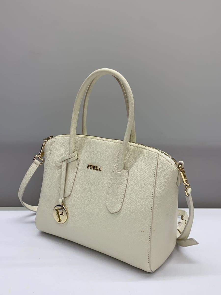 FURLA Handbag Leather White 2-Way 2