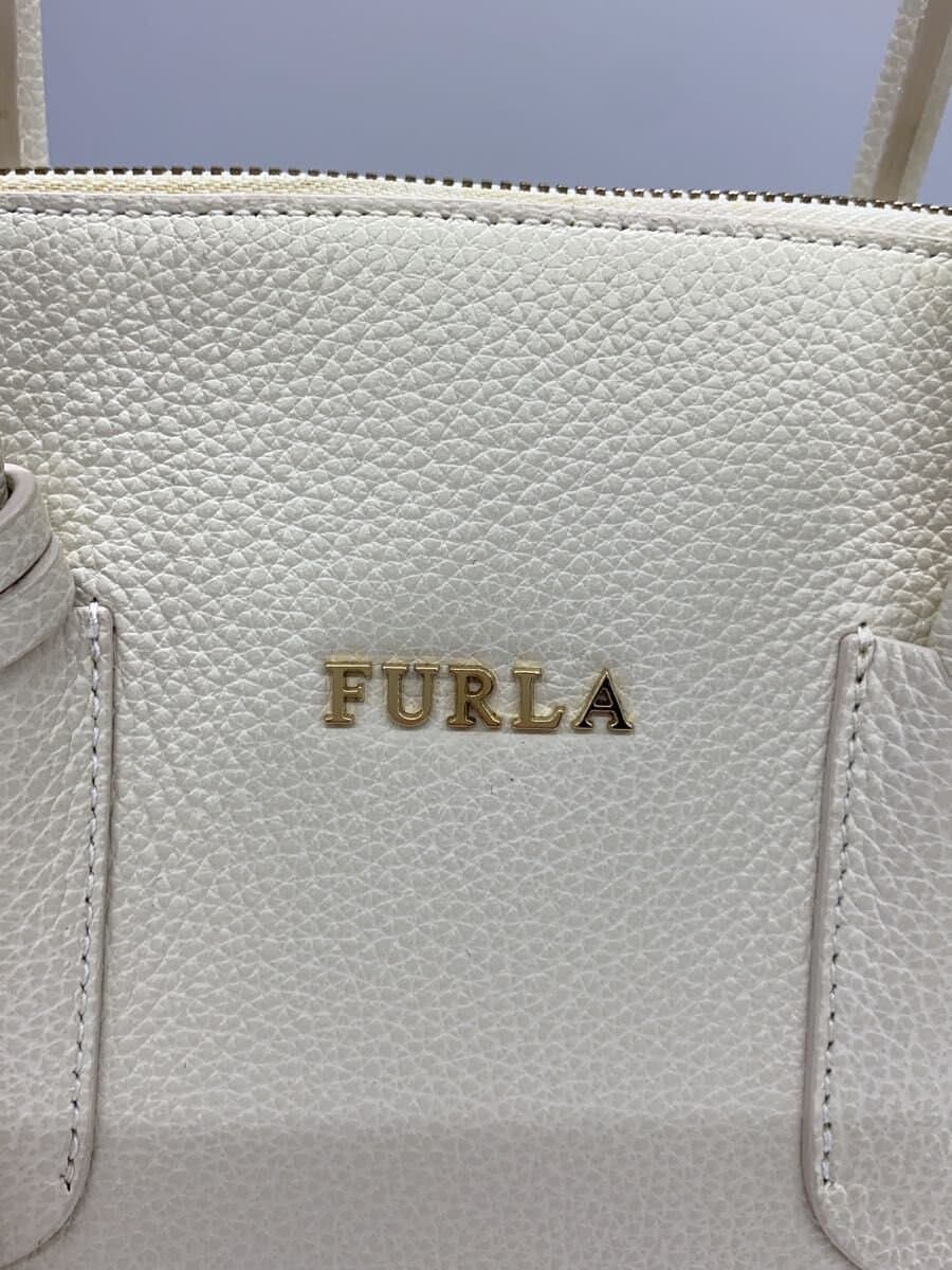 FURLA Handbag Leather White 2-Way 5