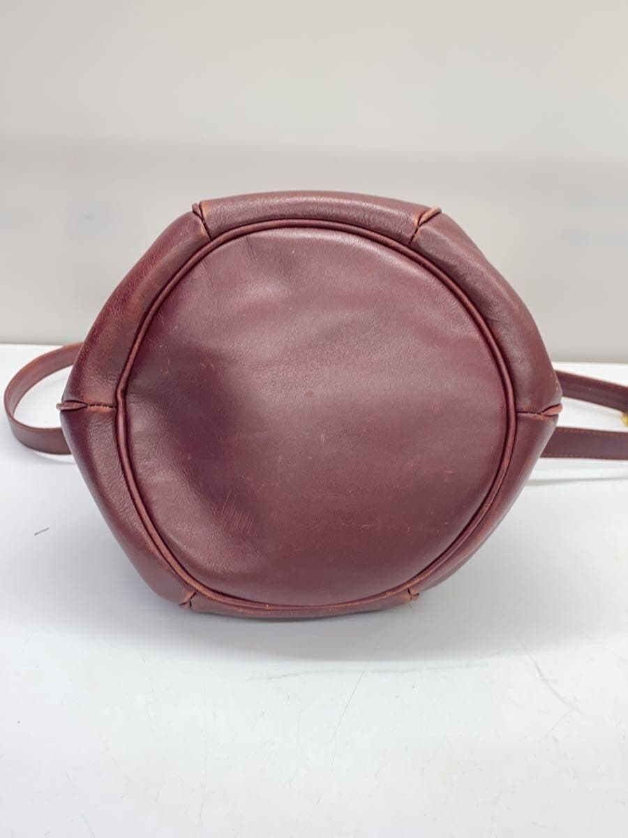 Cartier Must Line Shoulder Bag Drawstring Leather Bordeaux Some scratches 4