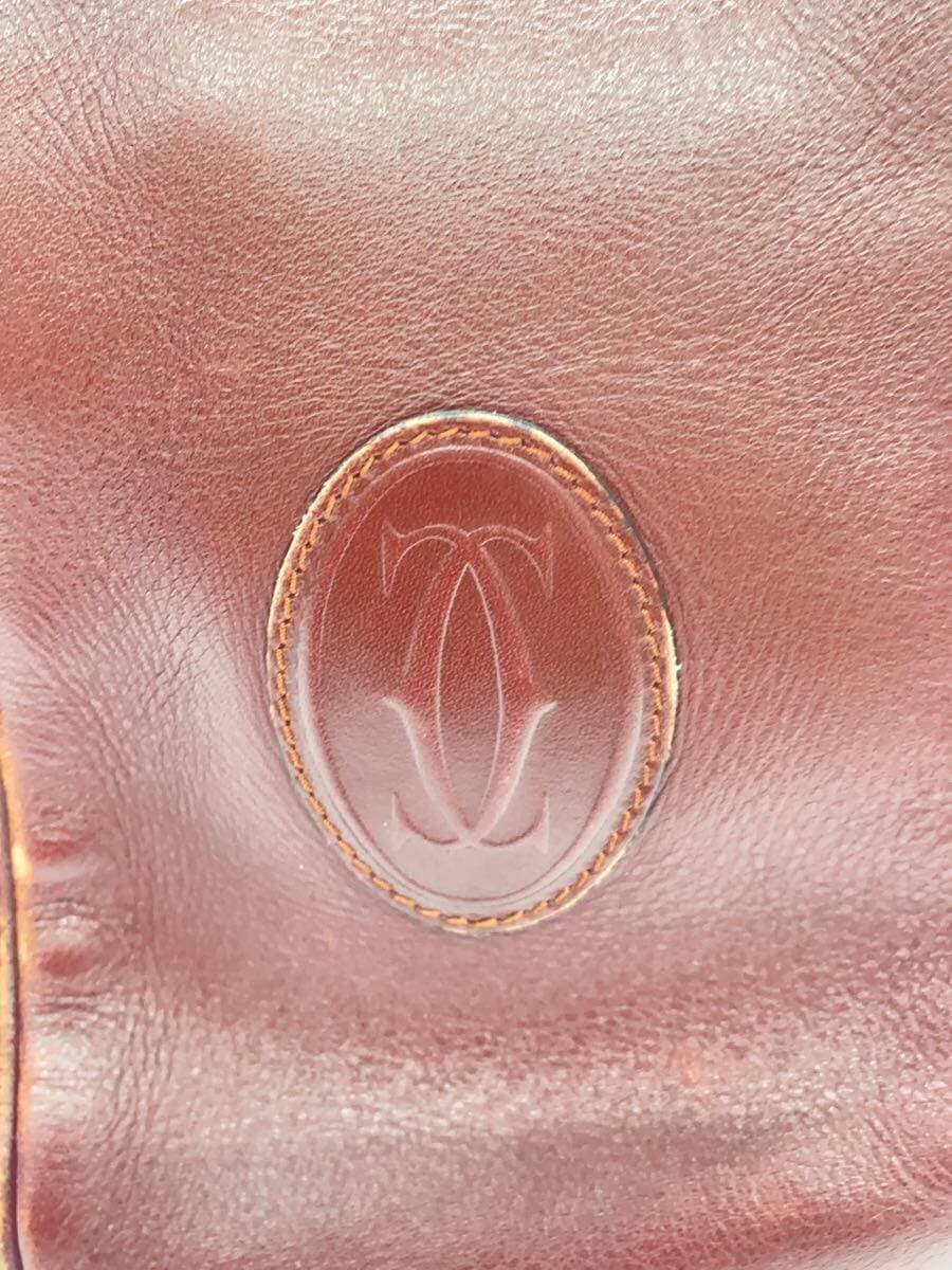 Cartier Must Line Shoulder Bag Drawstring Leather Bordeaux Some scratches 5