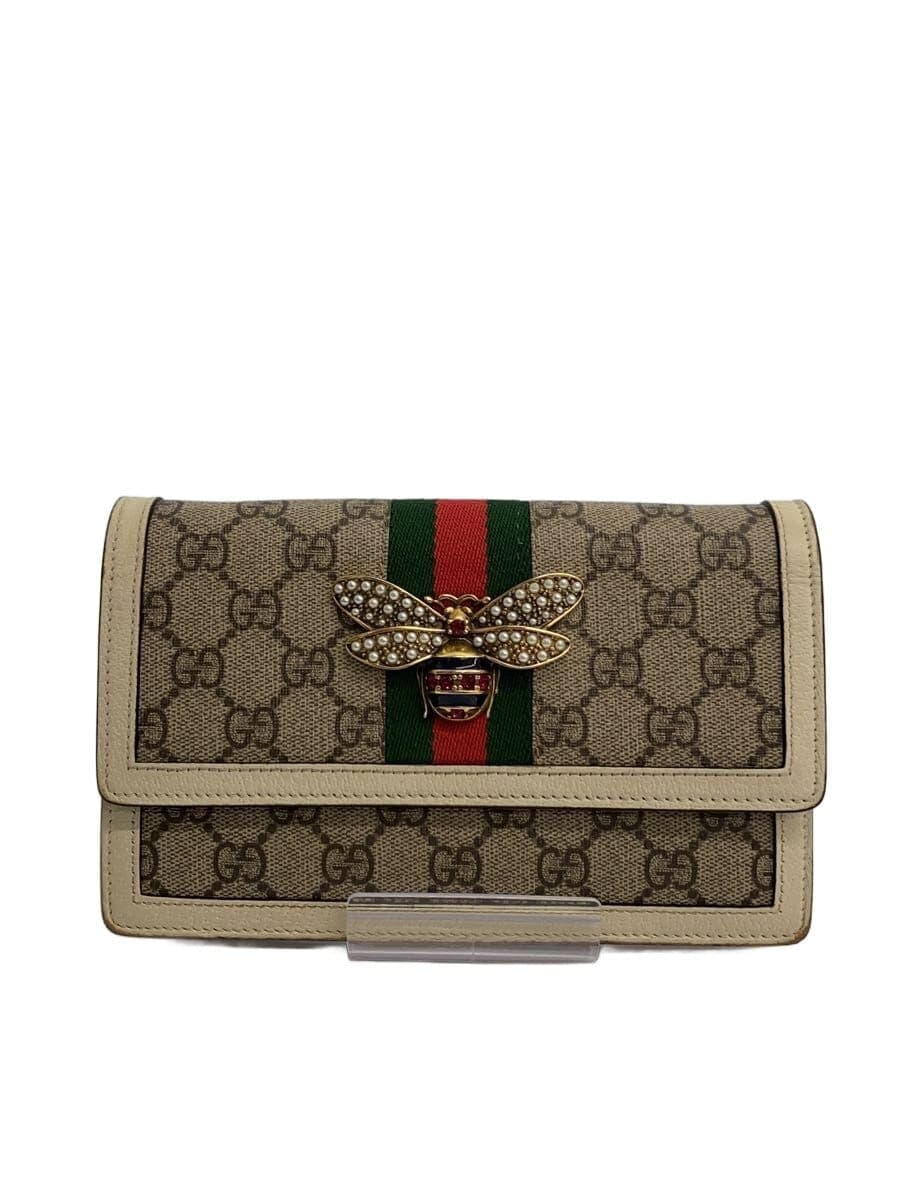 GUCCI Shoulder Bag_Queen Margaret PVC KHK All-over pattern Corner scuff present