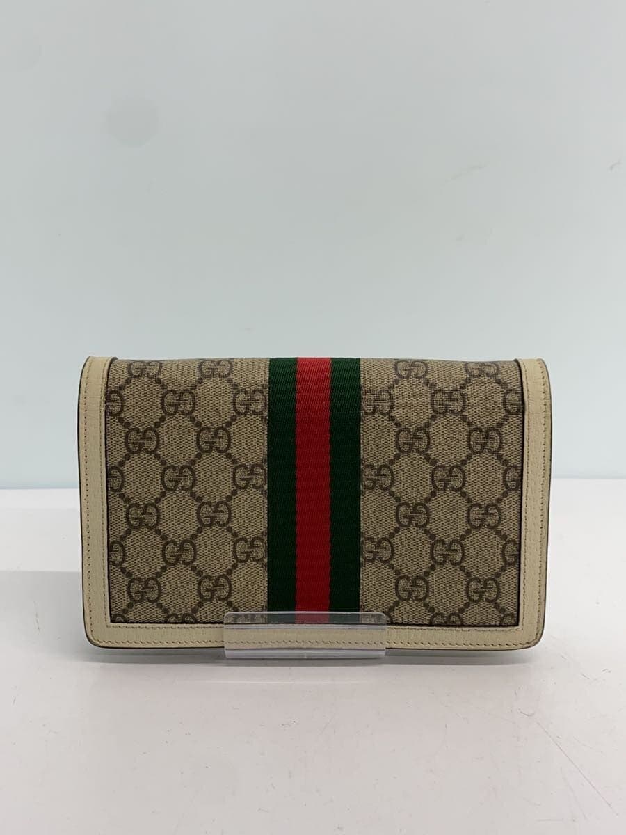 GUCCI Shoulder Bag_Queen Margaret PVC KHK All-over pattern Corner scuff present 3