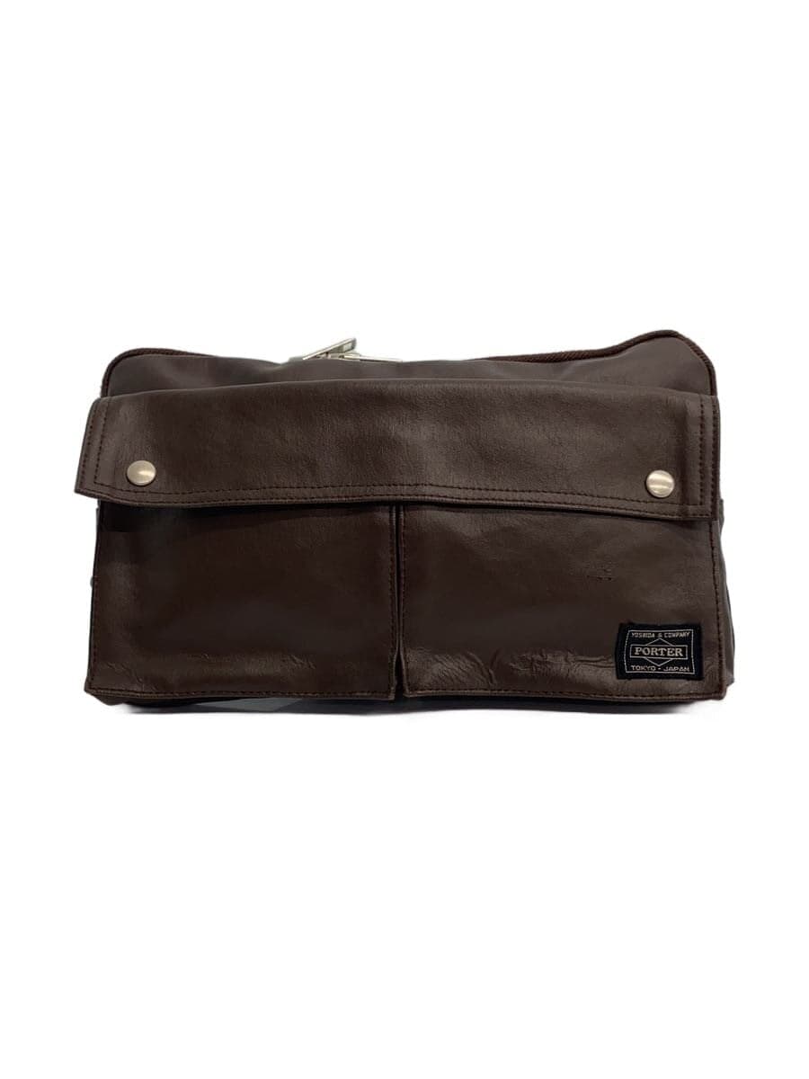 PORTERFREE STYLE WAIST BAG Leather BRW Solid Color 707-07147