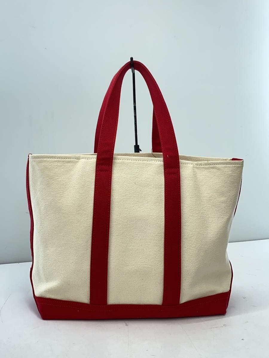 RALPH LAUREN Tote Bag Canvas White Red 3