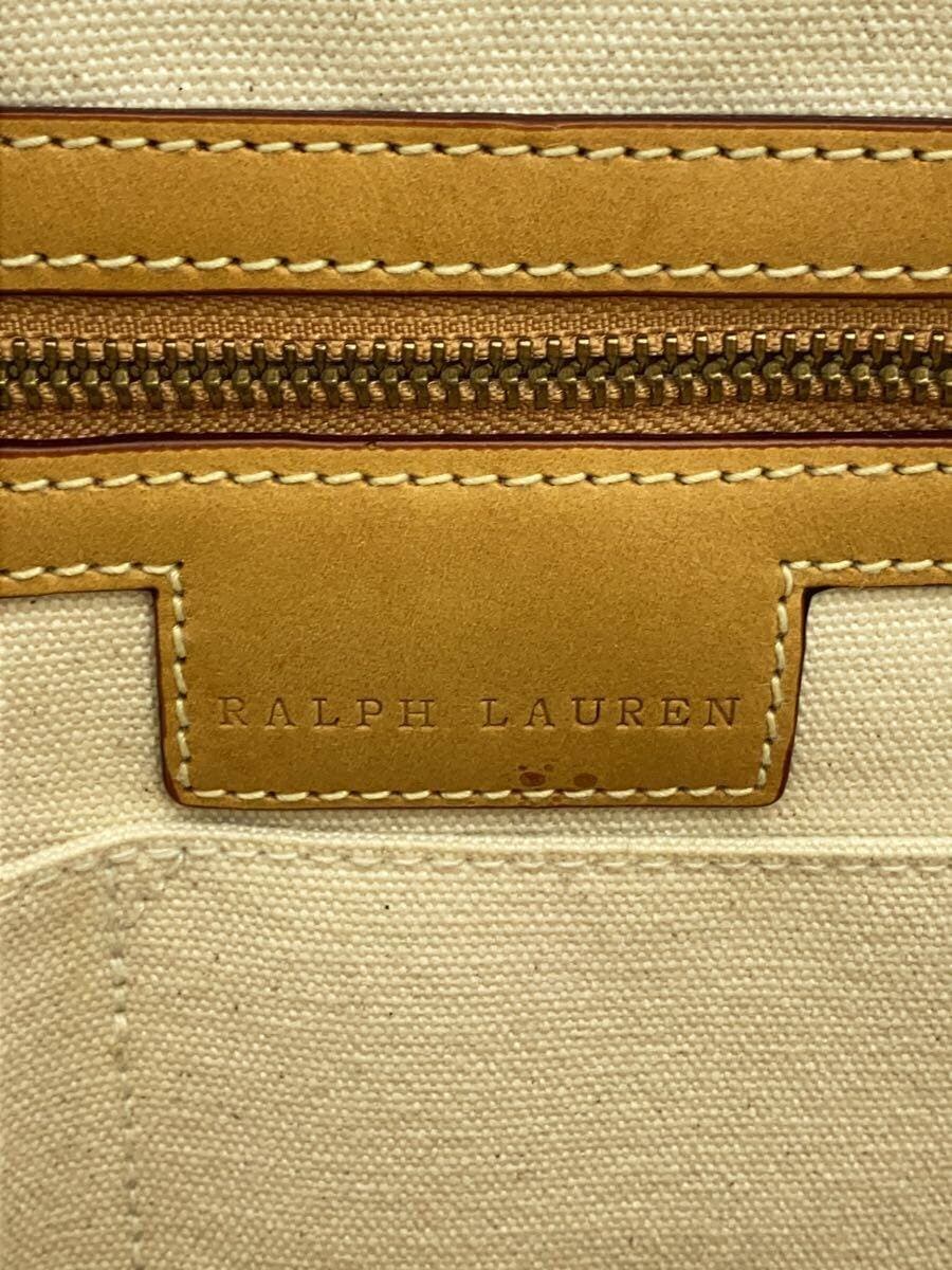 RALPH LAUREN Tote Bag Canvas White Red 5