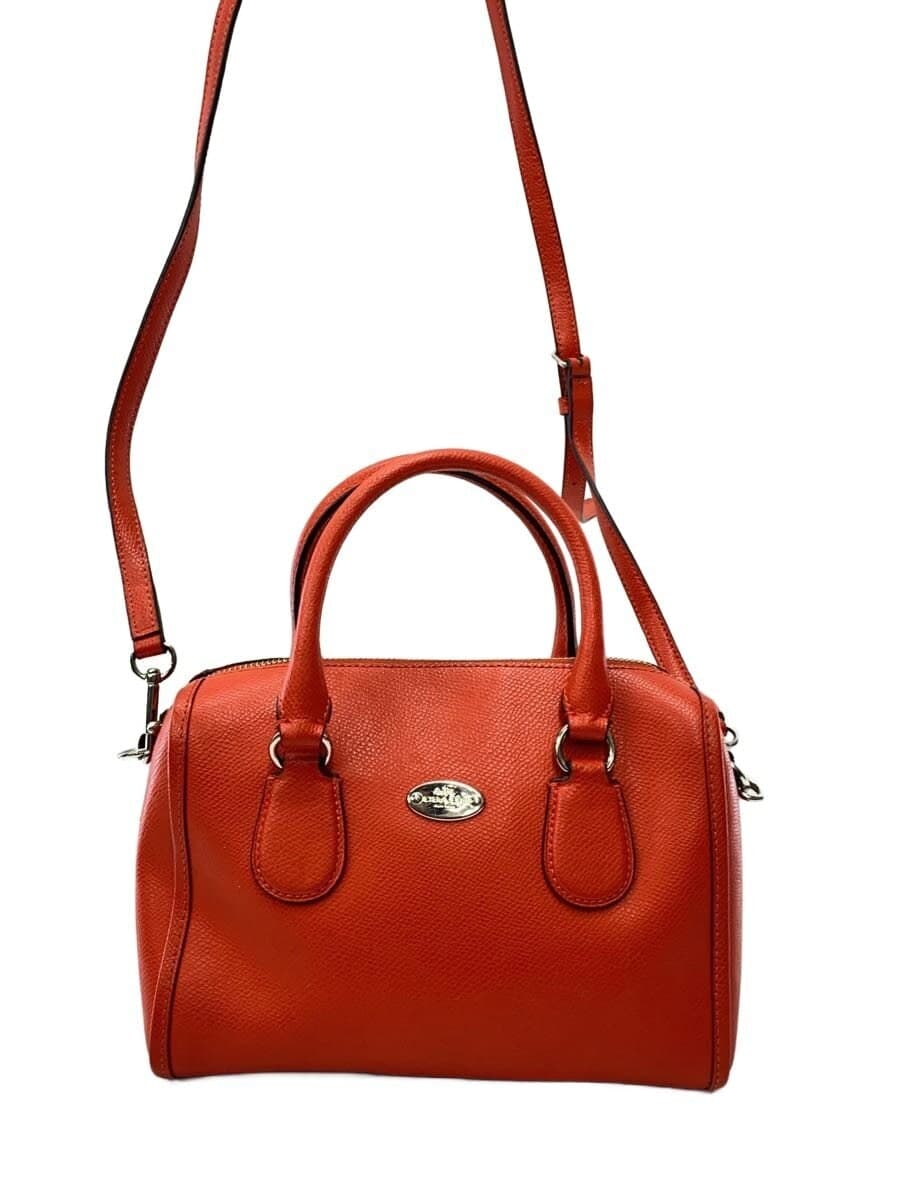 COACH Shoulder Bag Leather RED Solid F33329 Inside With Stain