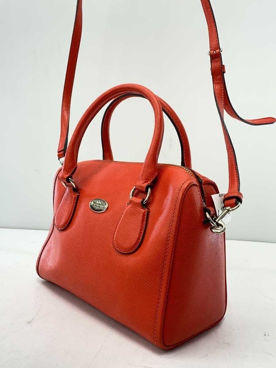 COACH Shoulder Bag Leather RED Solid F33329 Inside With Stain 2