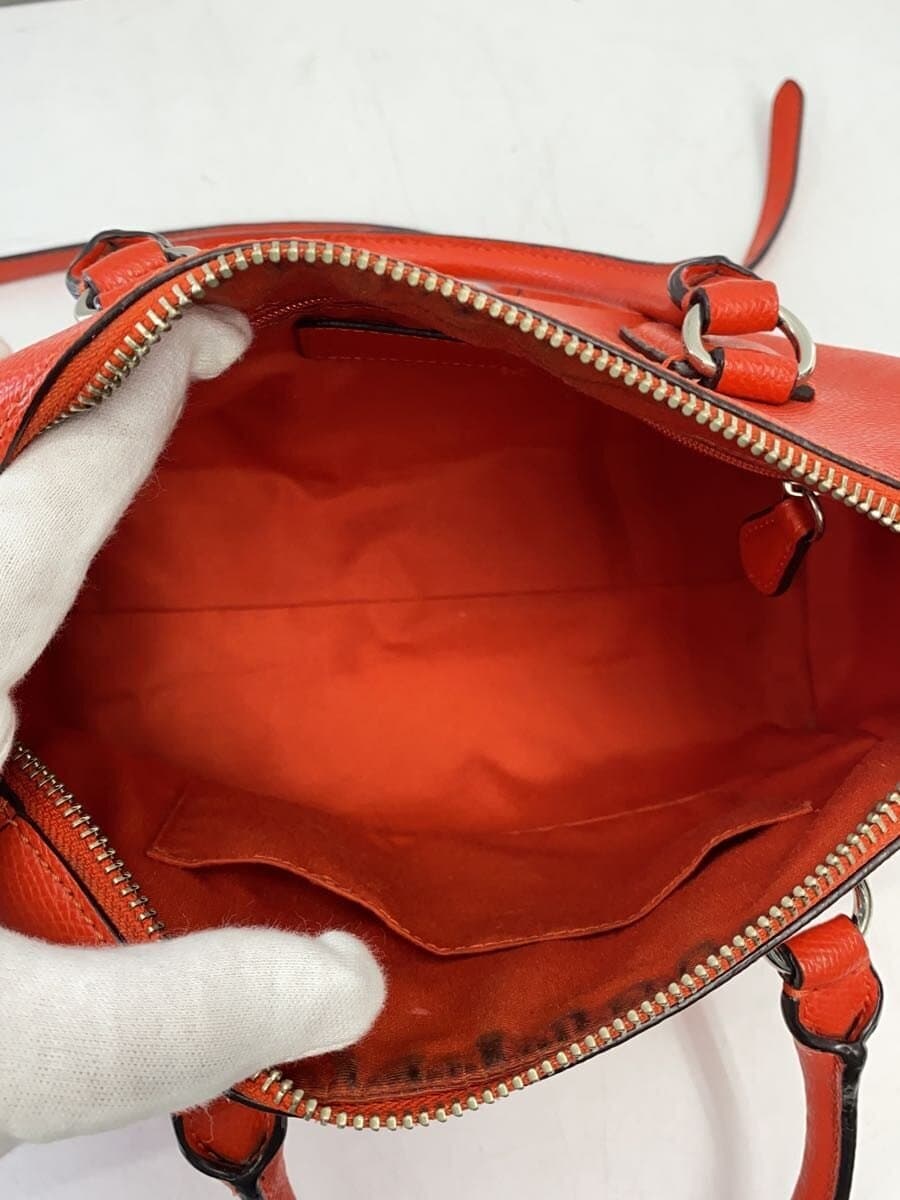 COACH Shoulder Bag Leather RED Solid F33329 Inside With Stain 6