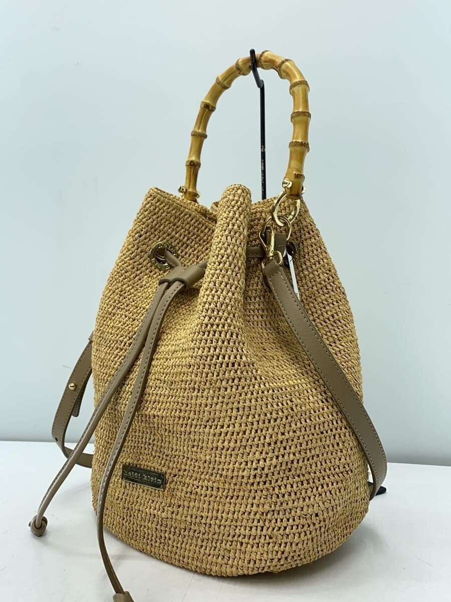 heidi klein bamboo raffia bag shoulder bag -- BEG 2