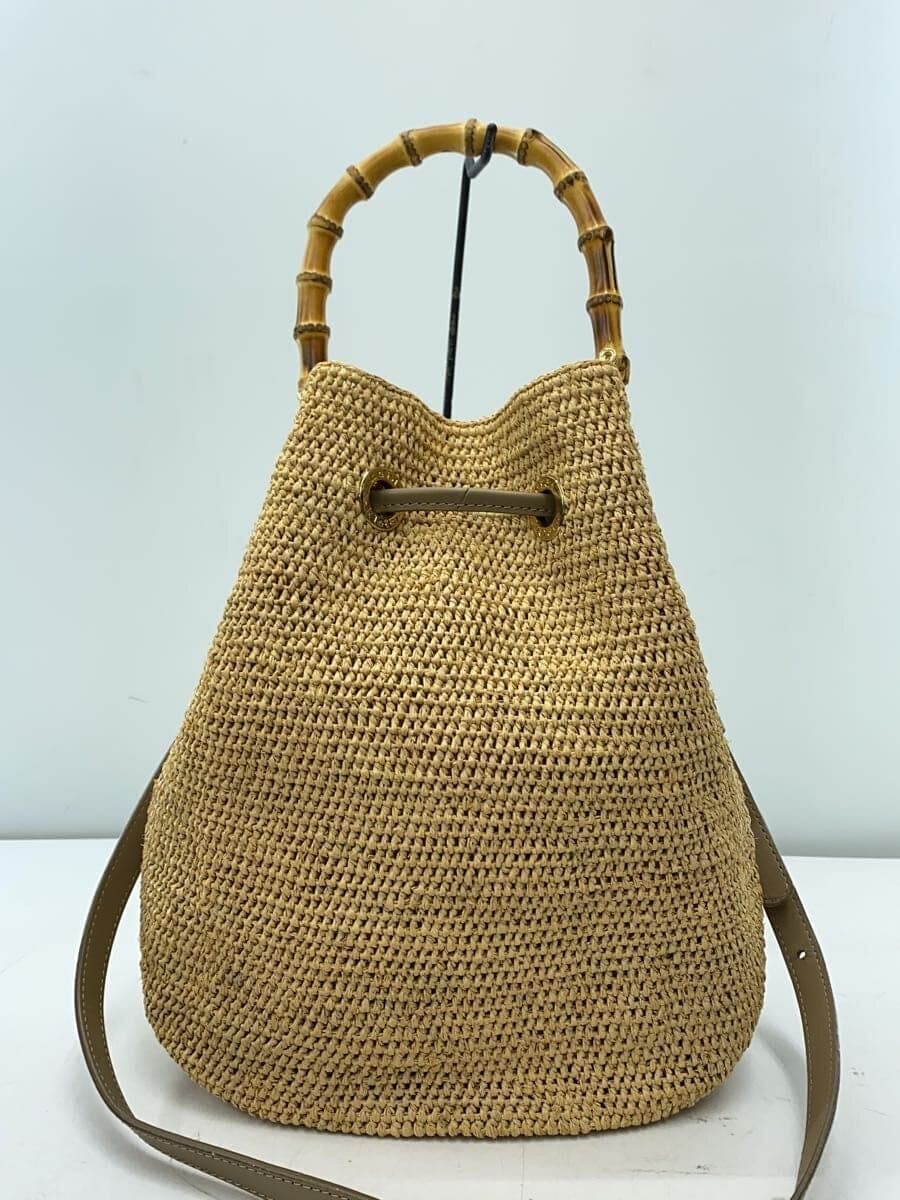 heidi klein bamboo raffia bag shoulder bag -- BEG 3