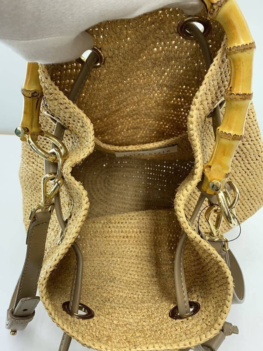 heidi klein bamboo raffia bag shoulder bag -- BEG 6