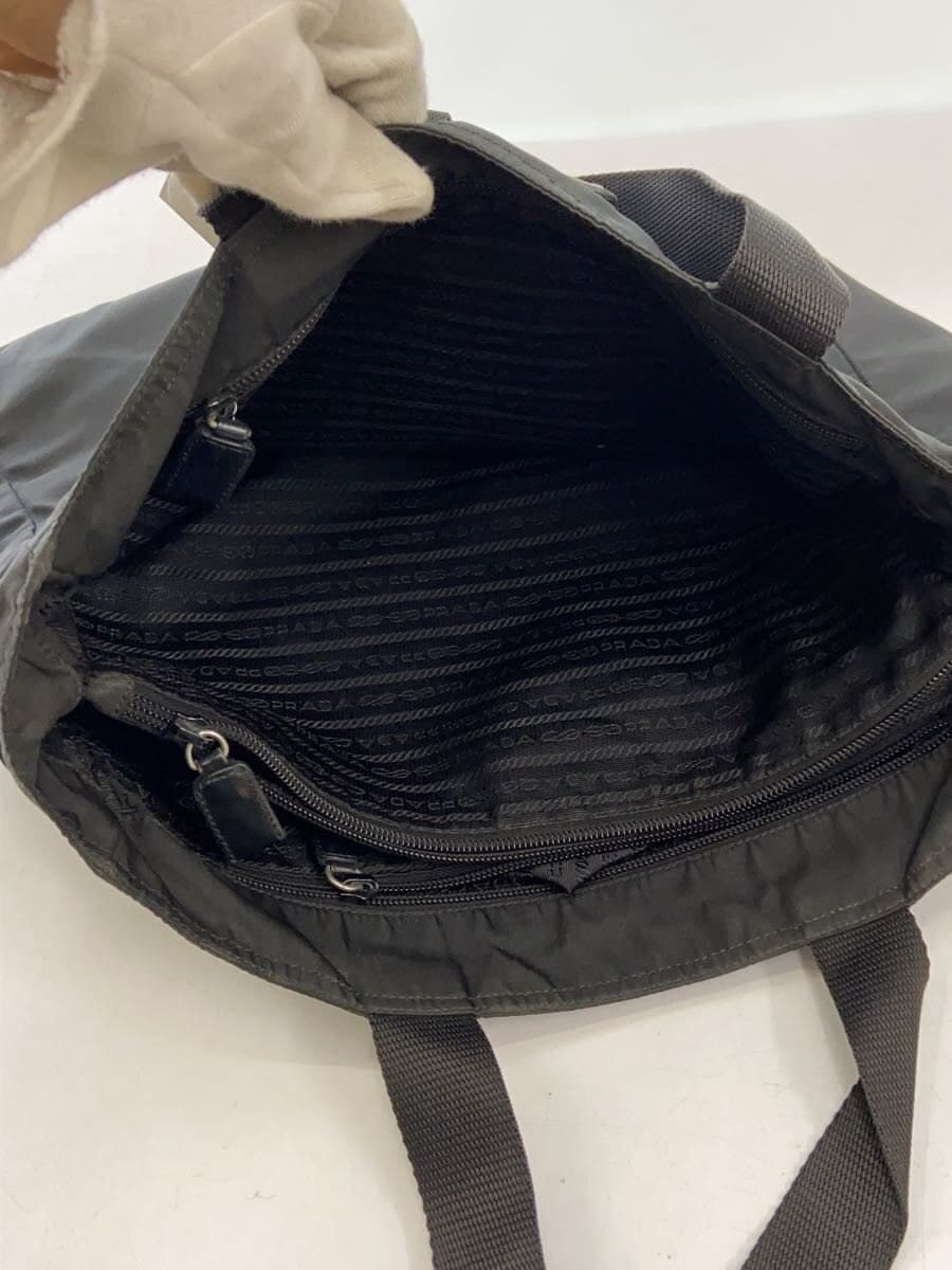 PRADA Triangle Logo Tote Bag Nylon BLK 6