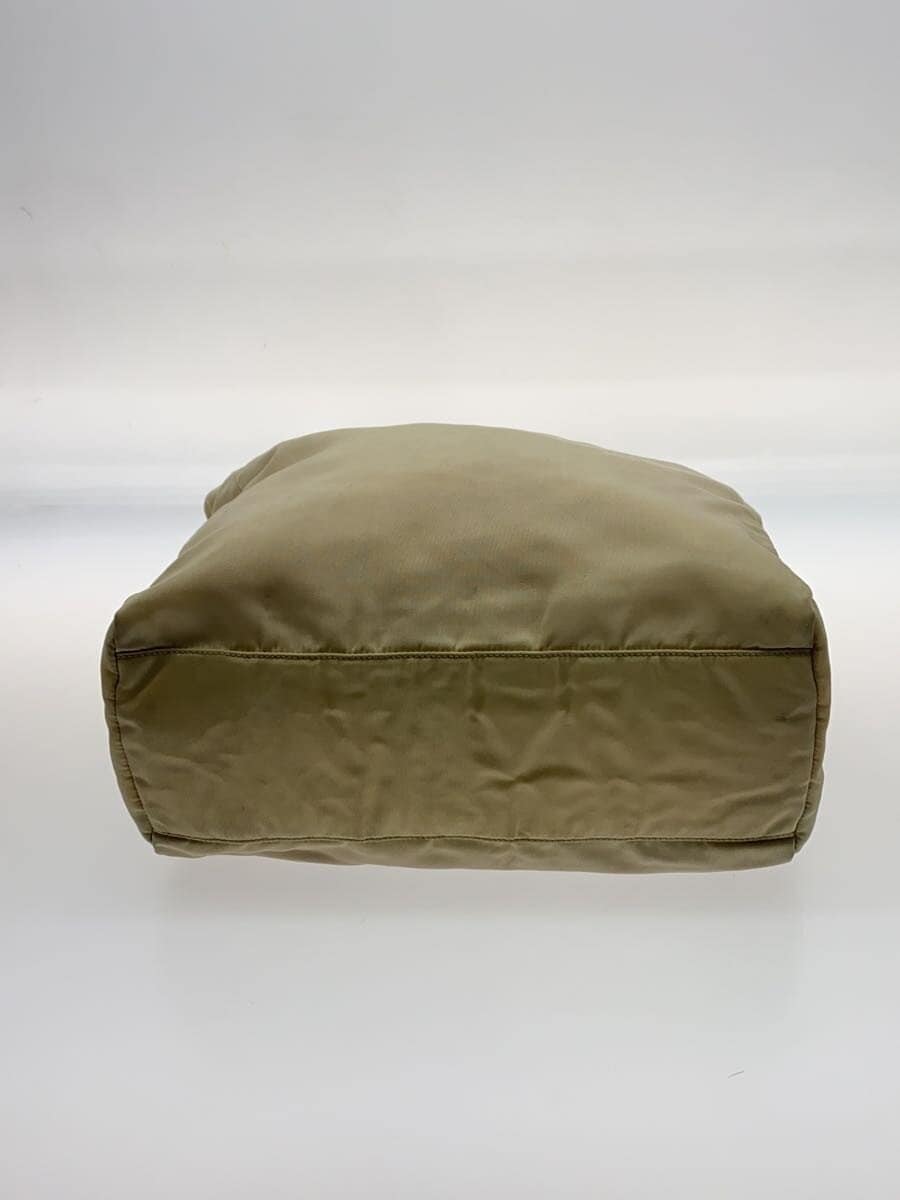 PRADA Triangle Logo Handbag Nylon BEG 4