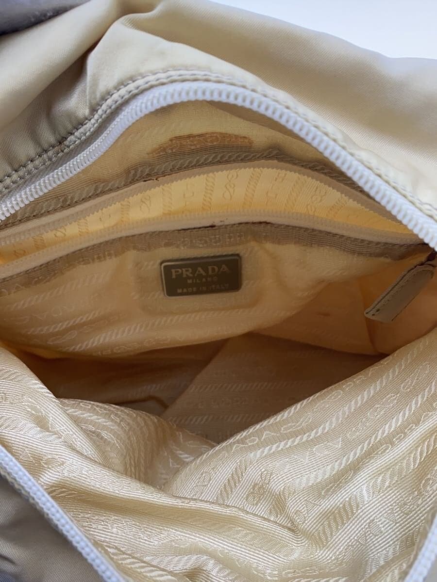 PRADA Triangle Logo Handbag Nylon BEG 6