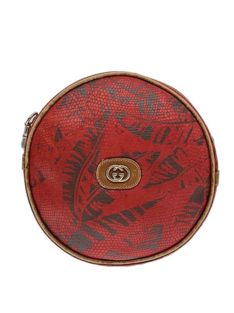 GUCCI Old Gucci Missing shoulder strap Leather deterioration Pouch Leather RED