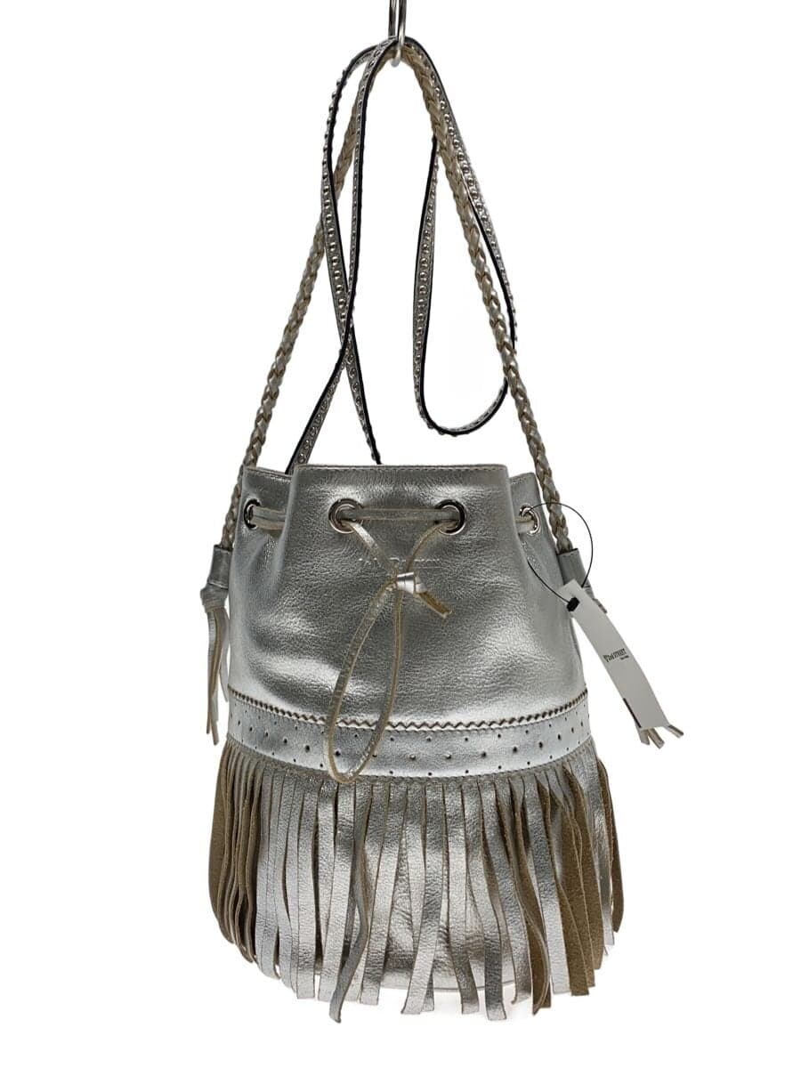 J&M DAVIDSON Fringe Carnival Shoulder Bag Leather SLV Solid Color