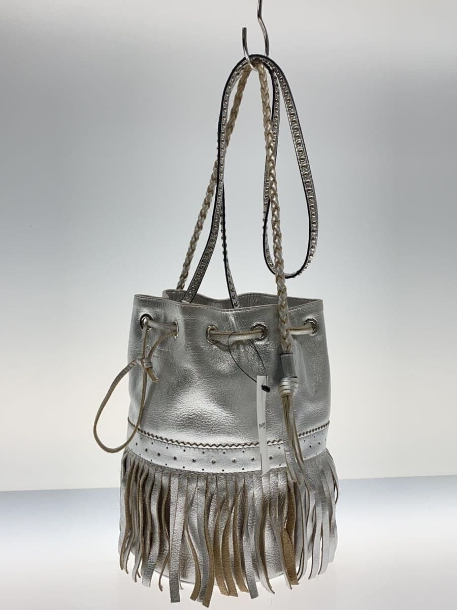 J&M DAVIDSON Fringe Carnival Shoulder Bag Leather SLV Solid Color 2