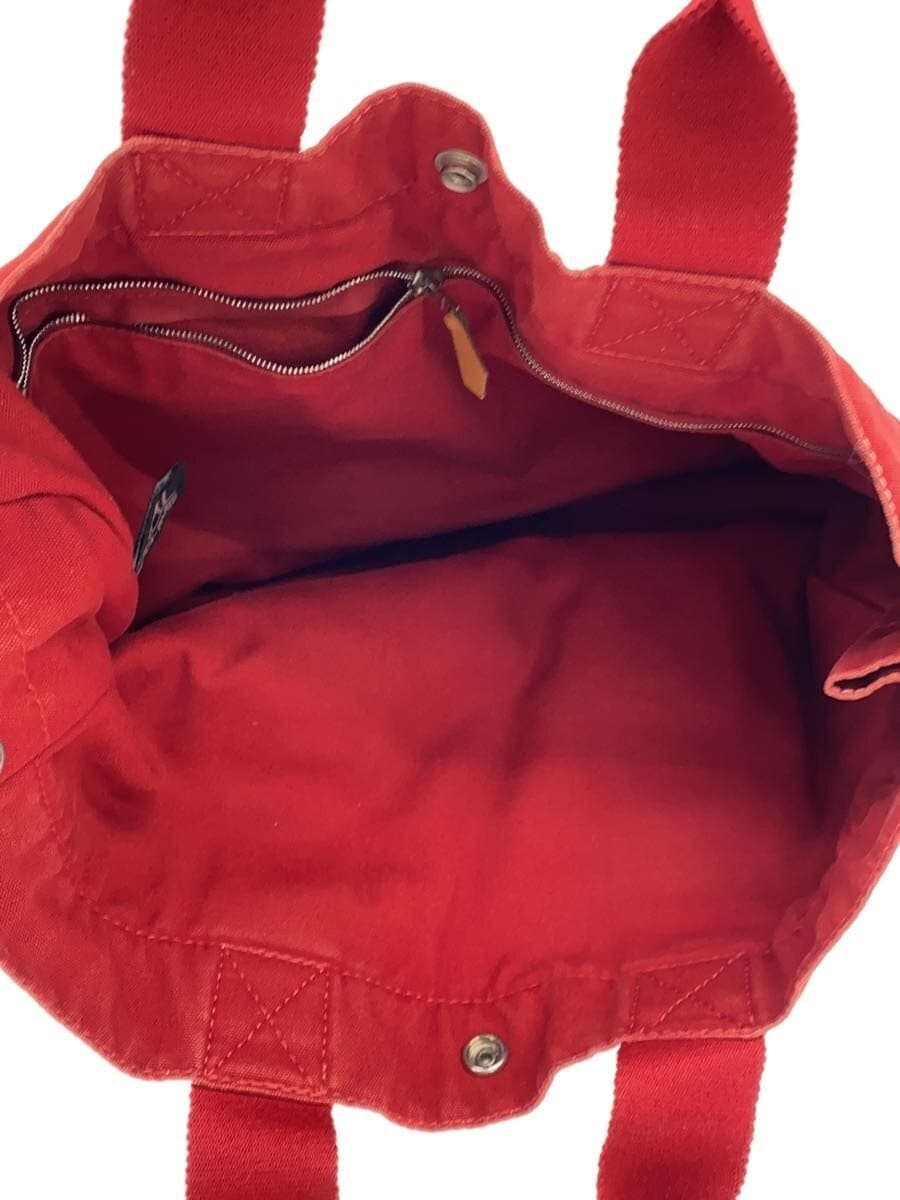 HERMES Tote Bag Canvas Red Solid Color 6