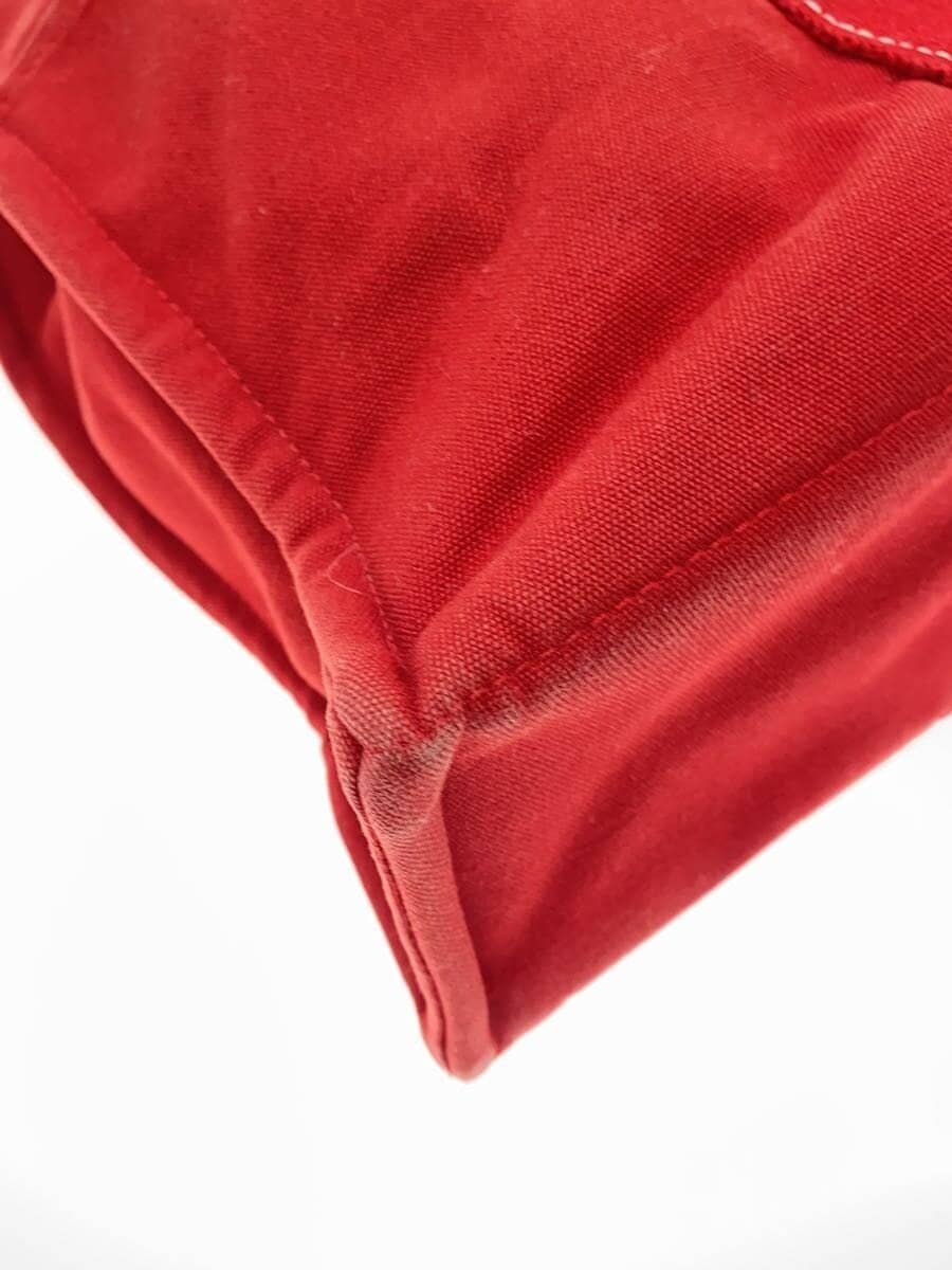 HERMES Tote Bag Canvas Red Solid Color 7