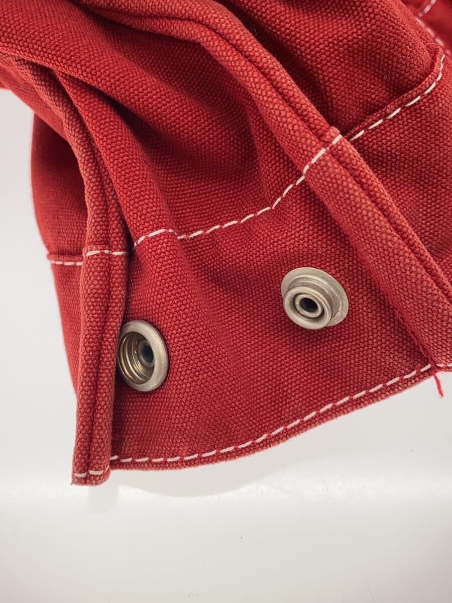 HERMES Tote Bag Canvas Red Solid Color 8