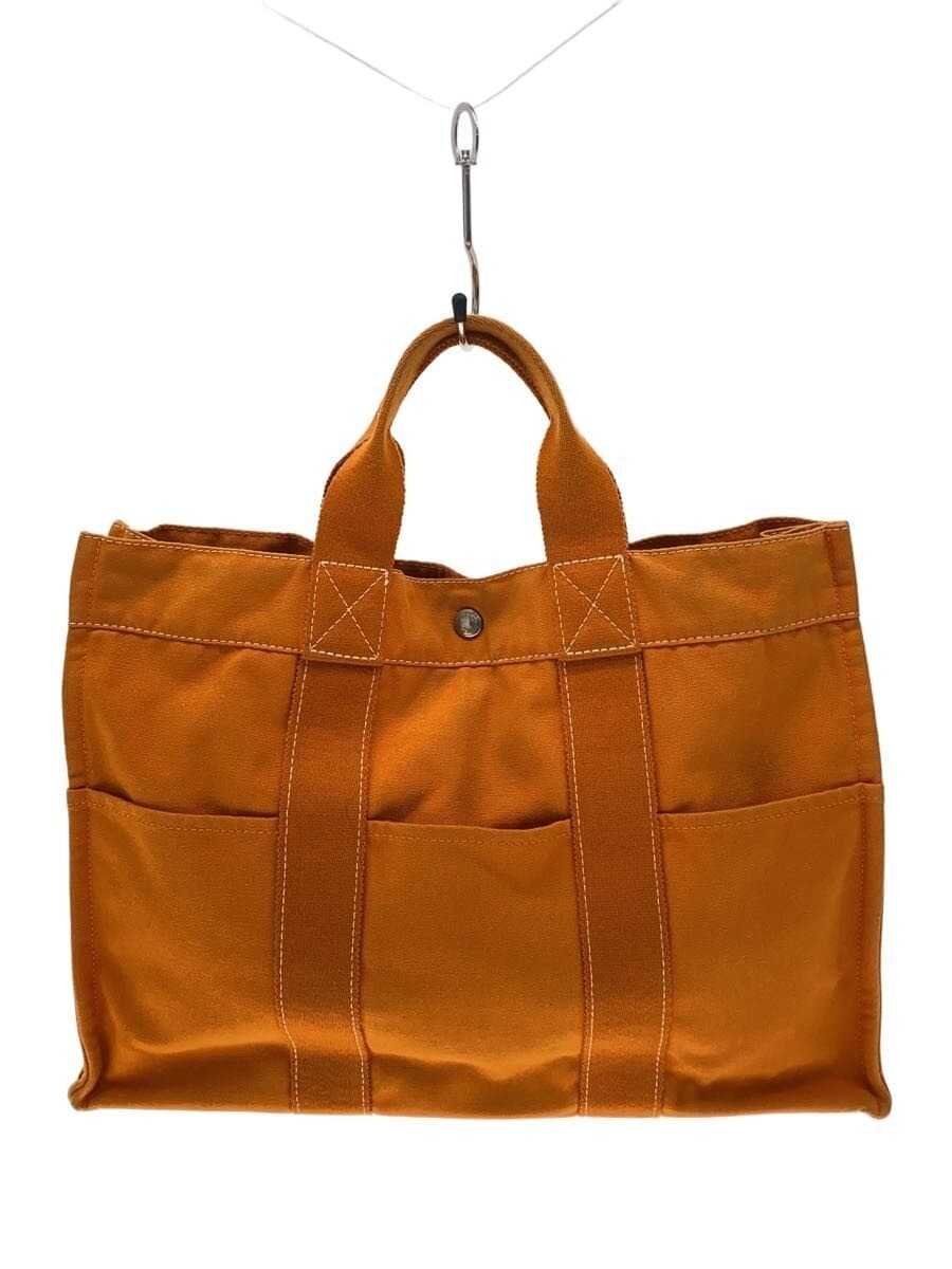 HERMES Tote Bag Canvas ORN Solid Color