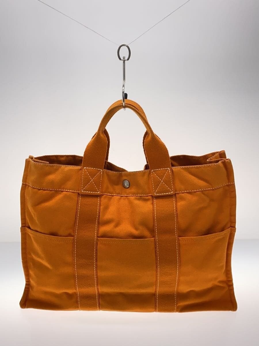 HERMES Tote Bag Canvas ORN Solid Color 3