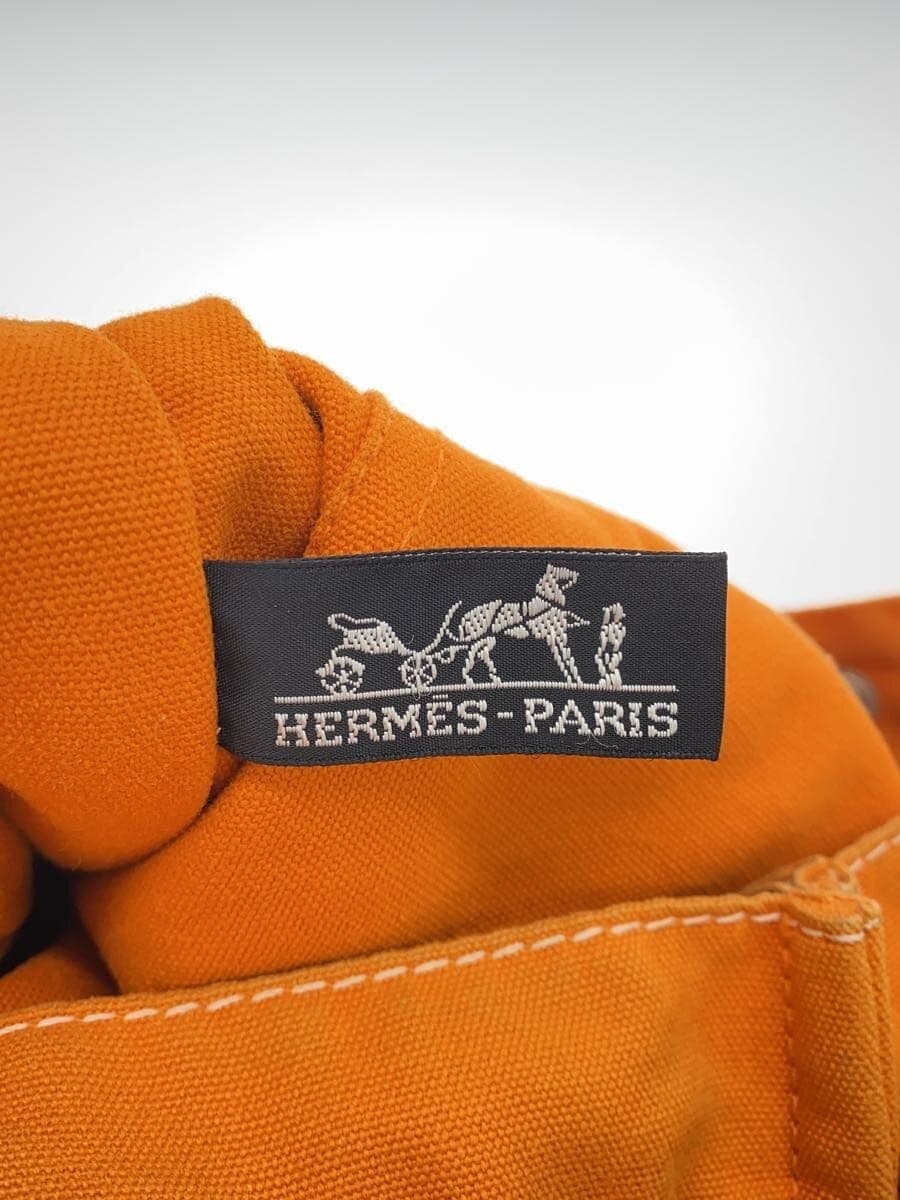 HERMES Tote Bag Canvas ORN Solid Color 5