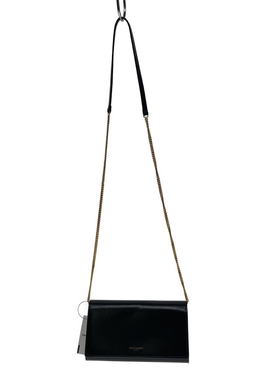 SAINT LAURENT shoulder bag leather black plain 635203