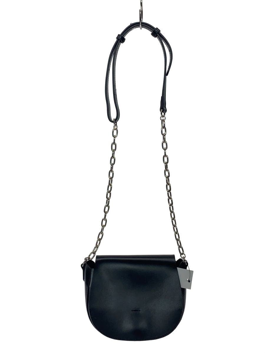 YAHKI Chain Shoulder Bag Leather Black Solid