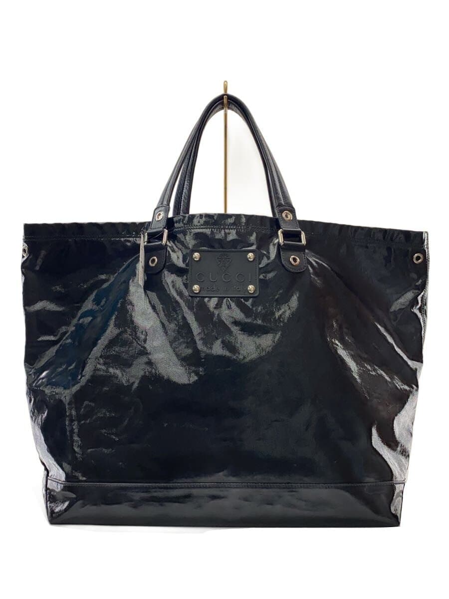 GUCCI tote bag enamel BLK plain 194465