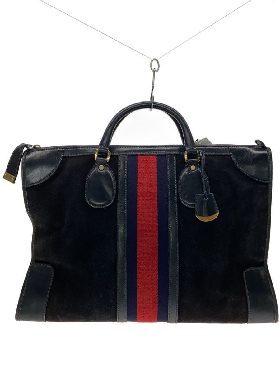 GUCCI Boston Bag Suede Navy