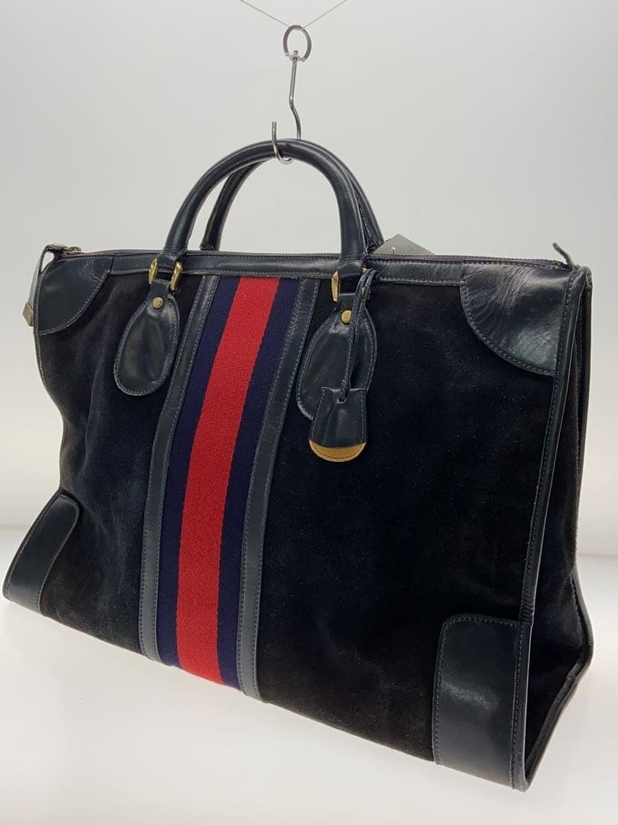 GUCCI Boston Bag Suede Navy 2