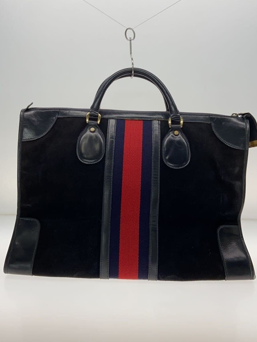 GUCCI Boston Bag Suede Navy 3