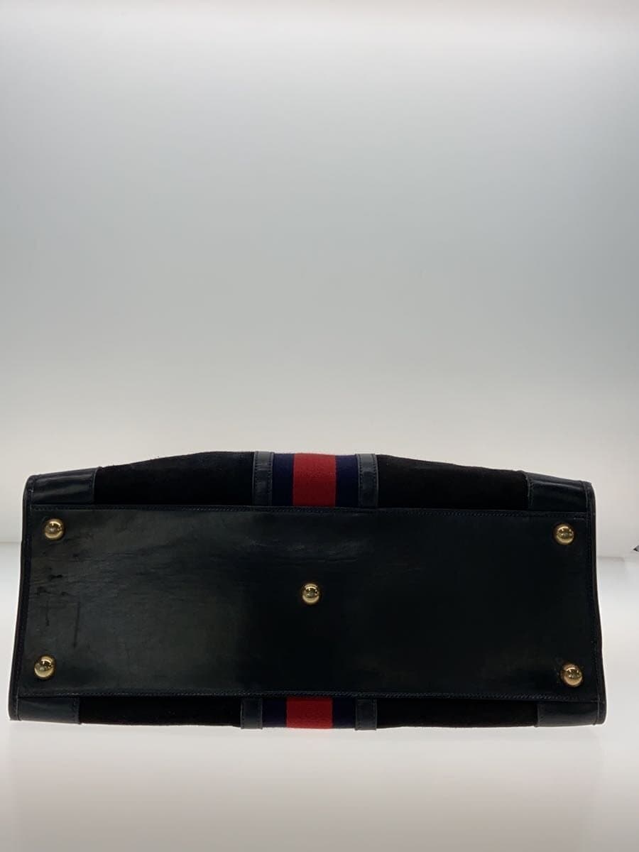 GUCCI Boston Bag Suede Navy 4