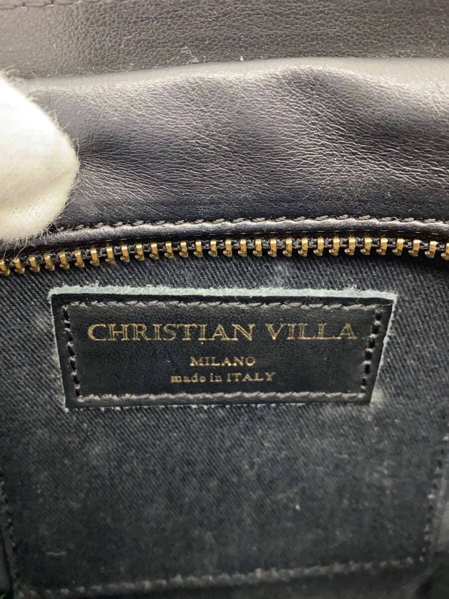 CHRISTIAN VILLA Shoulder Bag Leather Black 5
