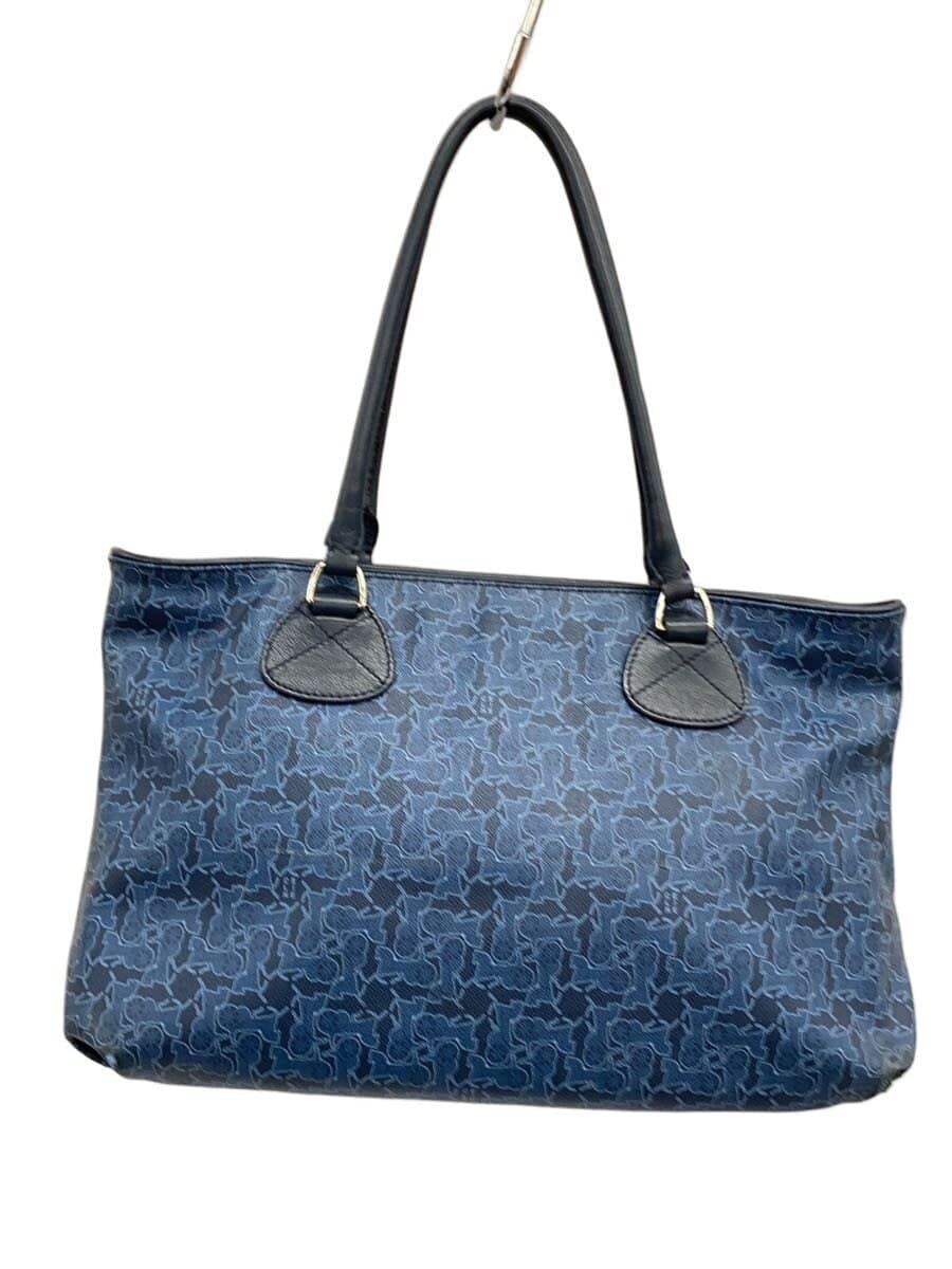 CELINE Salky Line Inner dirt present Tote bag PVC NAVY All-over pattern