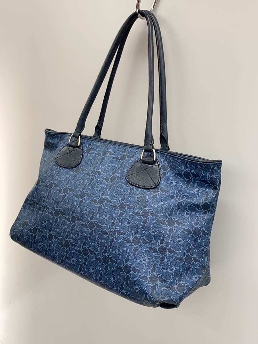 CELINE Salky Line Inner dirt present Tote bag PVC NAVY All-over pattern 2