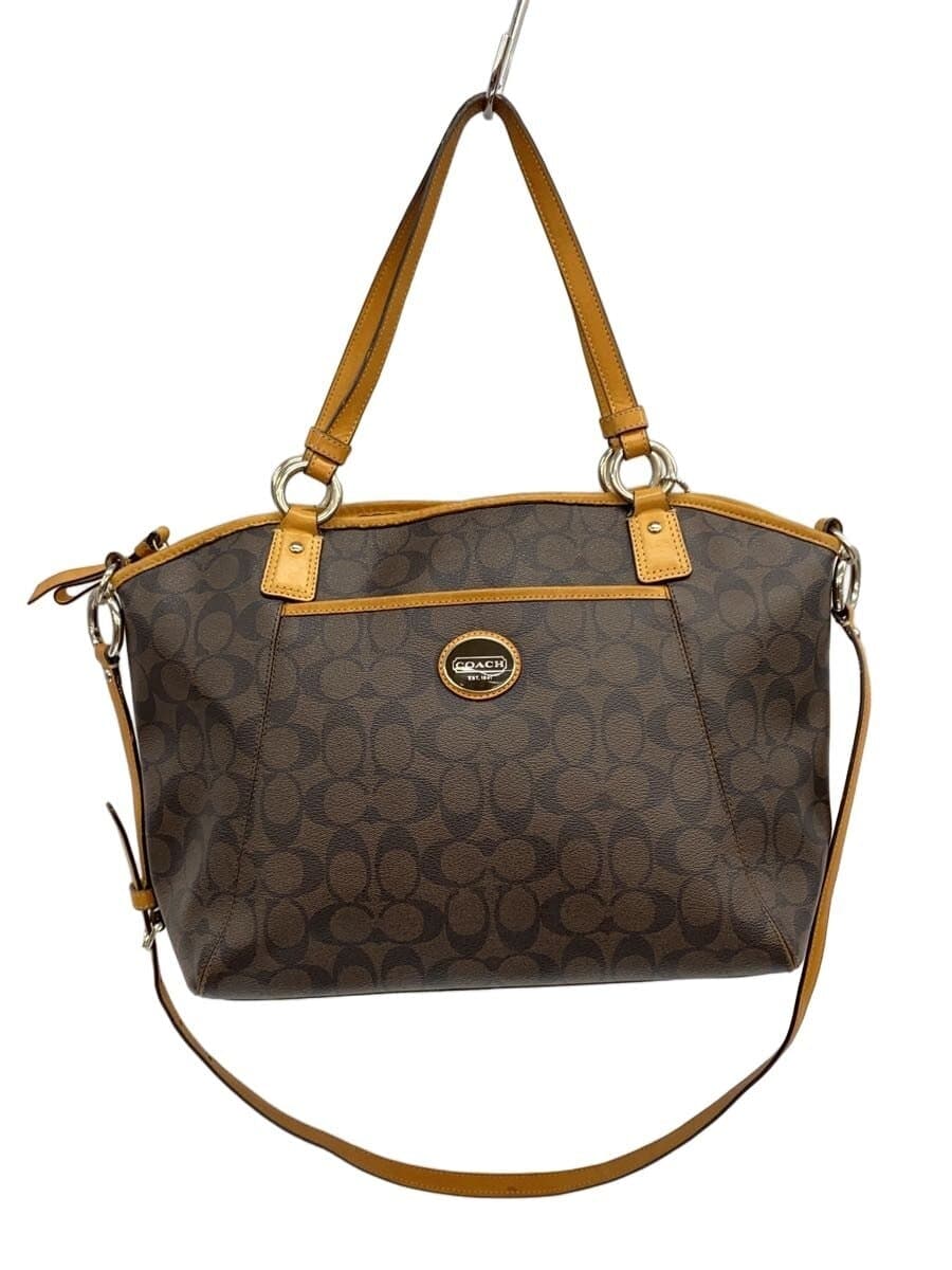 COACH Signature Tote Bag PVC BRW All Over Pattern F19817