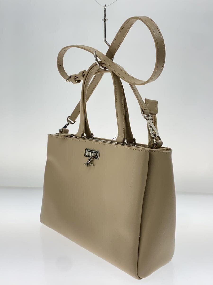 agnes b. Shoulder Bag Leather BEG NS08M-01 2