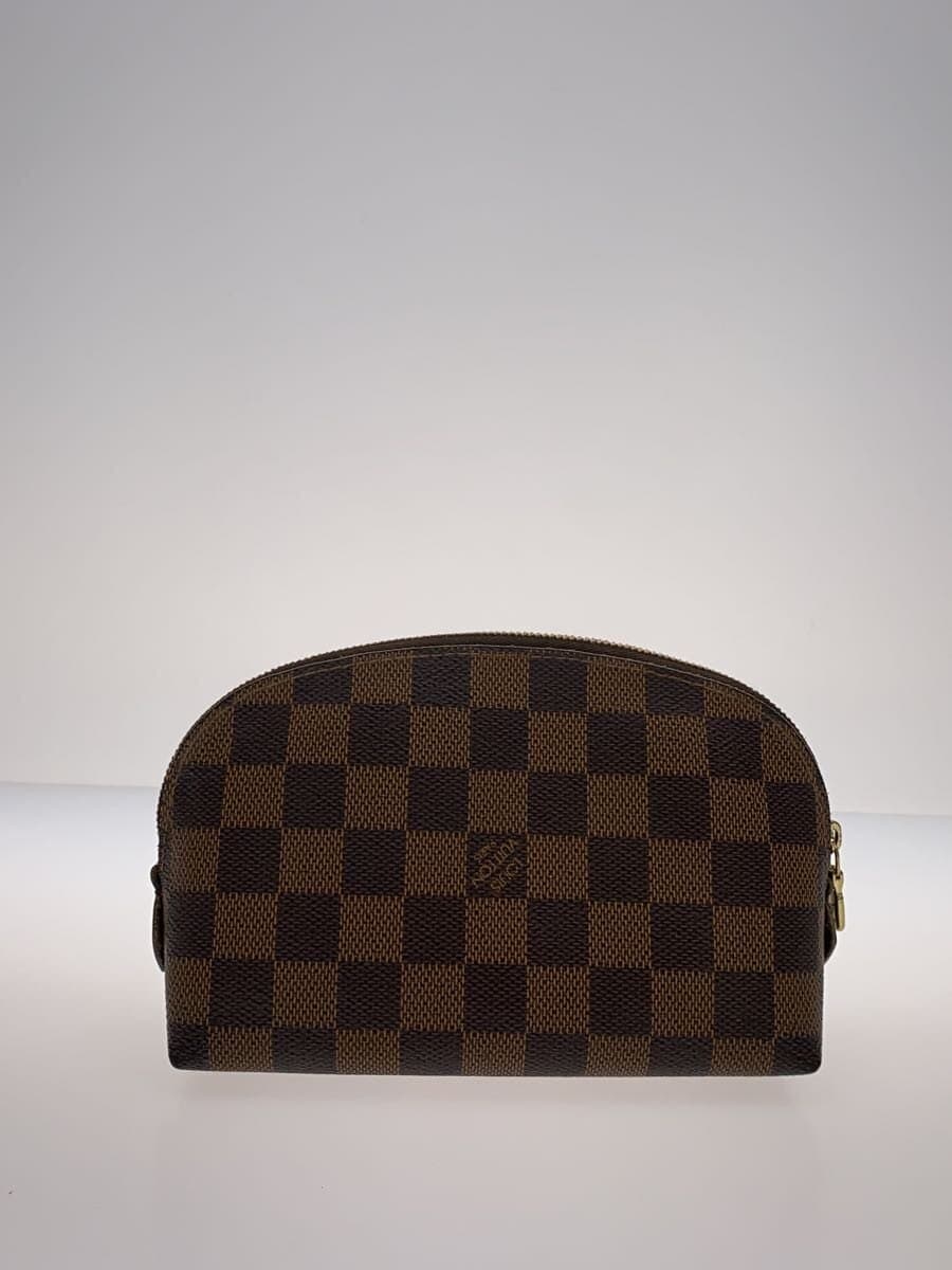 LOUIS VUITTON Pochette Cosmetic _Damier Ebene PVC BRW 3