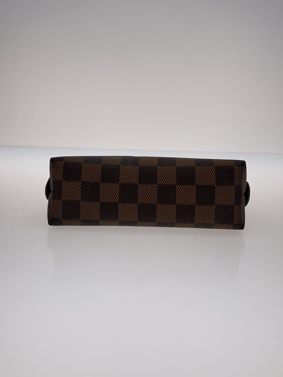 LOUIS VUITTON Pochette Cosmetic _Damier Ebene PVC BRW 4