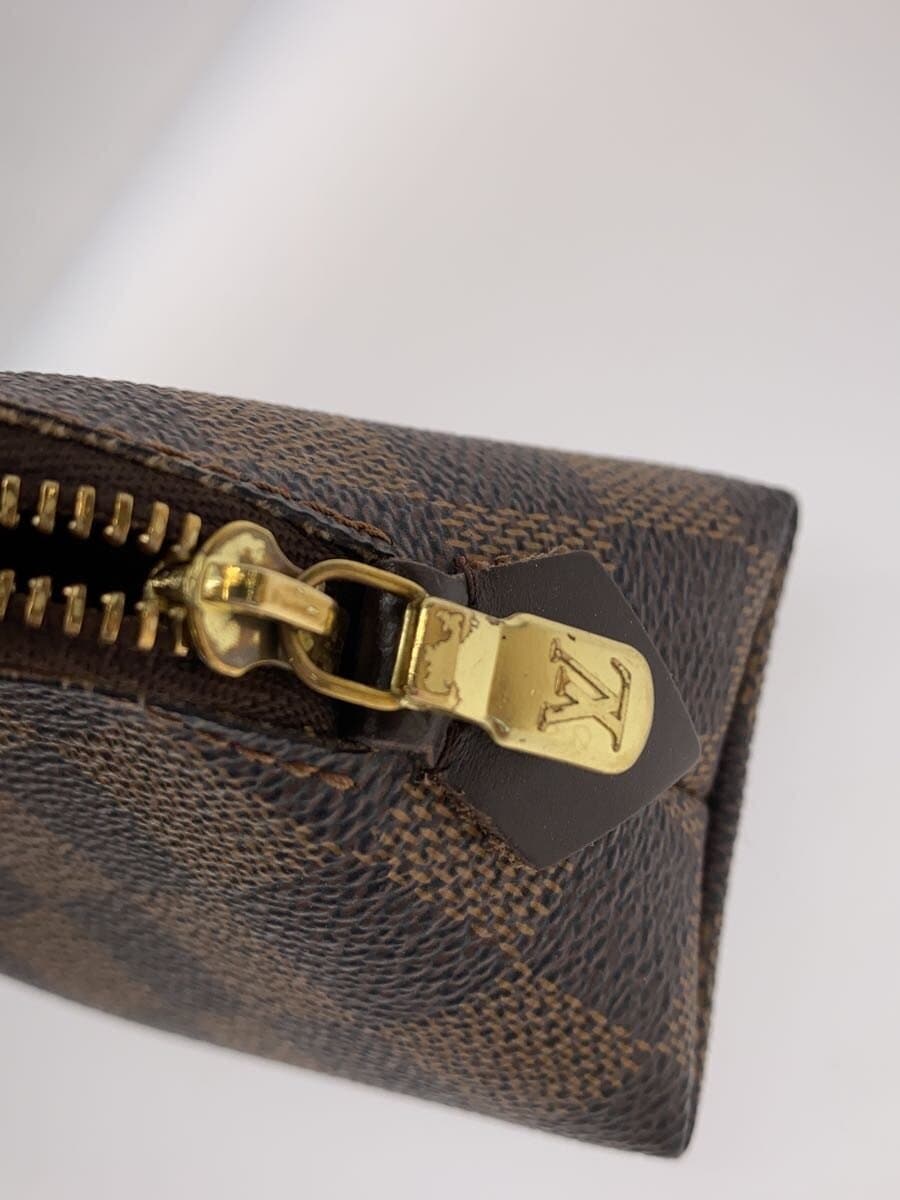 LOUIS VUITTON Pochette Cosmetic _Damier Ebene PVC BRW 8