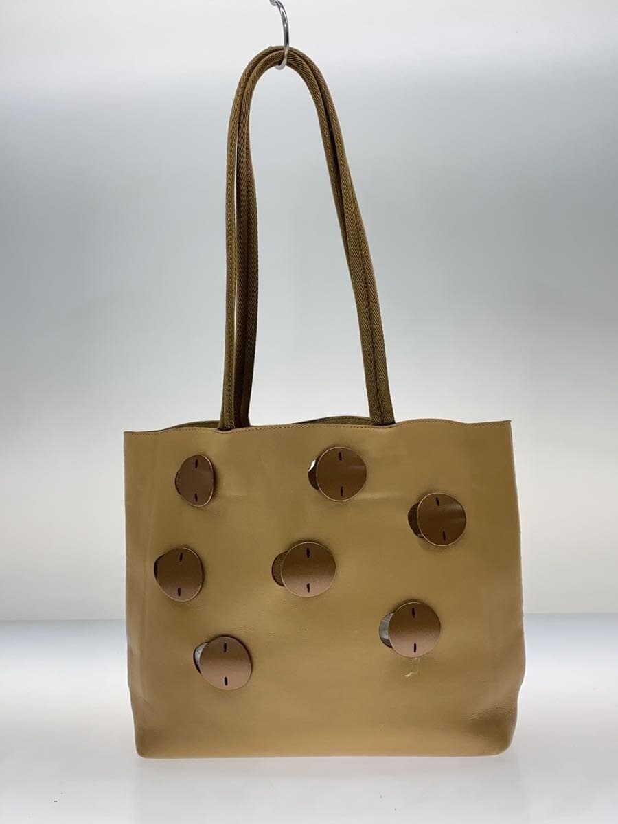PRADA tote bag leather beige plain 3