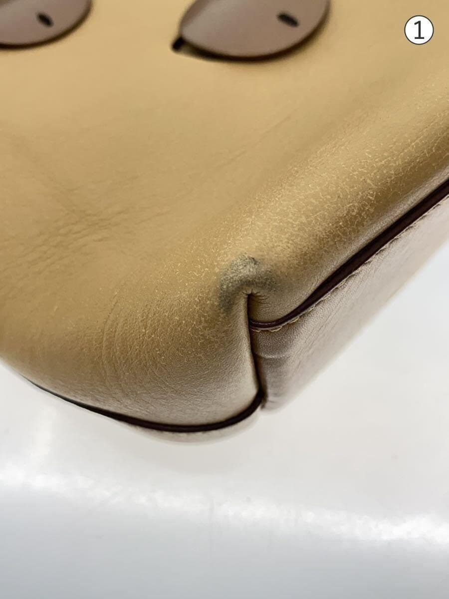 PRADA tote bag leather beige plain 7